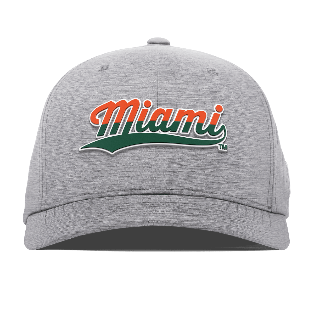University of Miami "Miami Script" Flexfit Performance Fitted Heather Gray