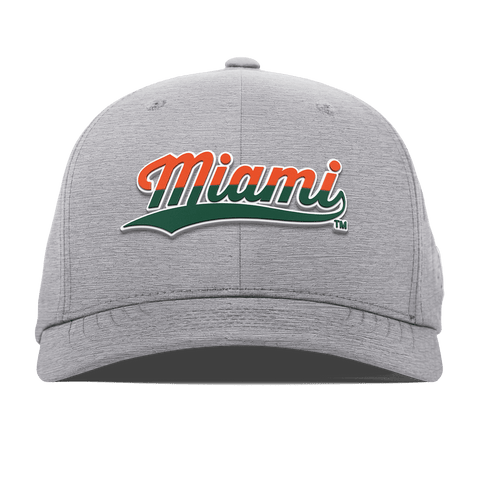 University of Miami "Miami Script" Flexfit Performance Fitted Heather Gray