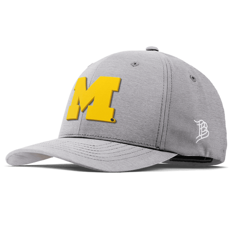 University of Michigan "Michigan Gold Block" Flexfit Performance Fitted Heather Gray