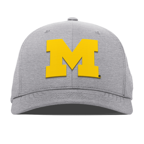 University of Michigan "Michigan Gold Block" Flexfit Performance Fitted Heather Gray