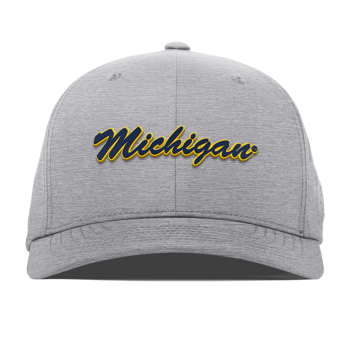 University of Michigan "Michigan Script" Flexfit Performance Fitted Heather Gray