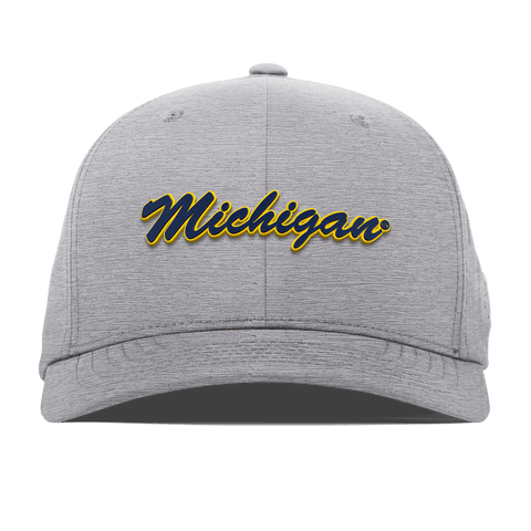 University of Michigan "Michigan Script" Flexfit Performance Fitted Heather Gray