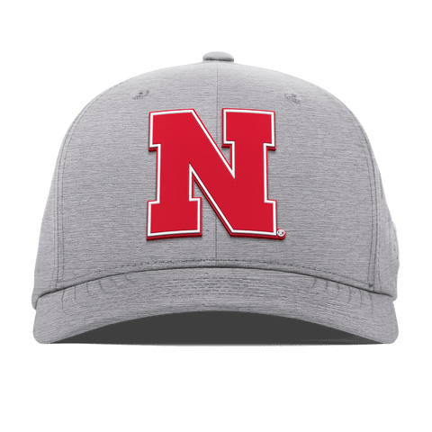 University of Nebraska "Nebraska Team Logo" Flexfit Performance Fitted Heather Gray