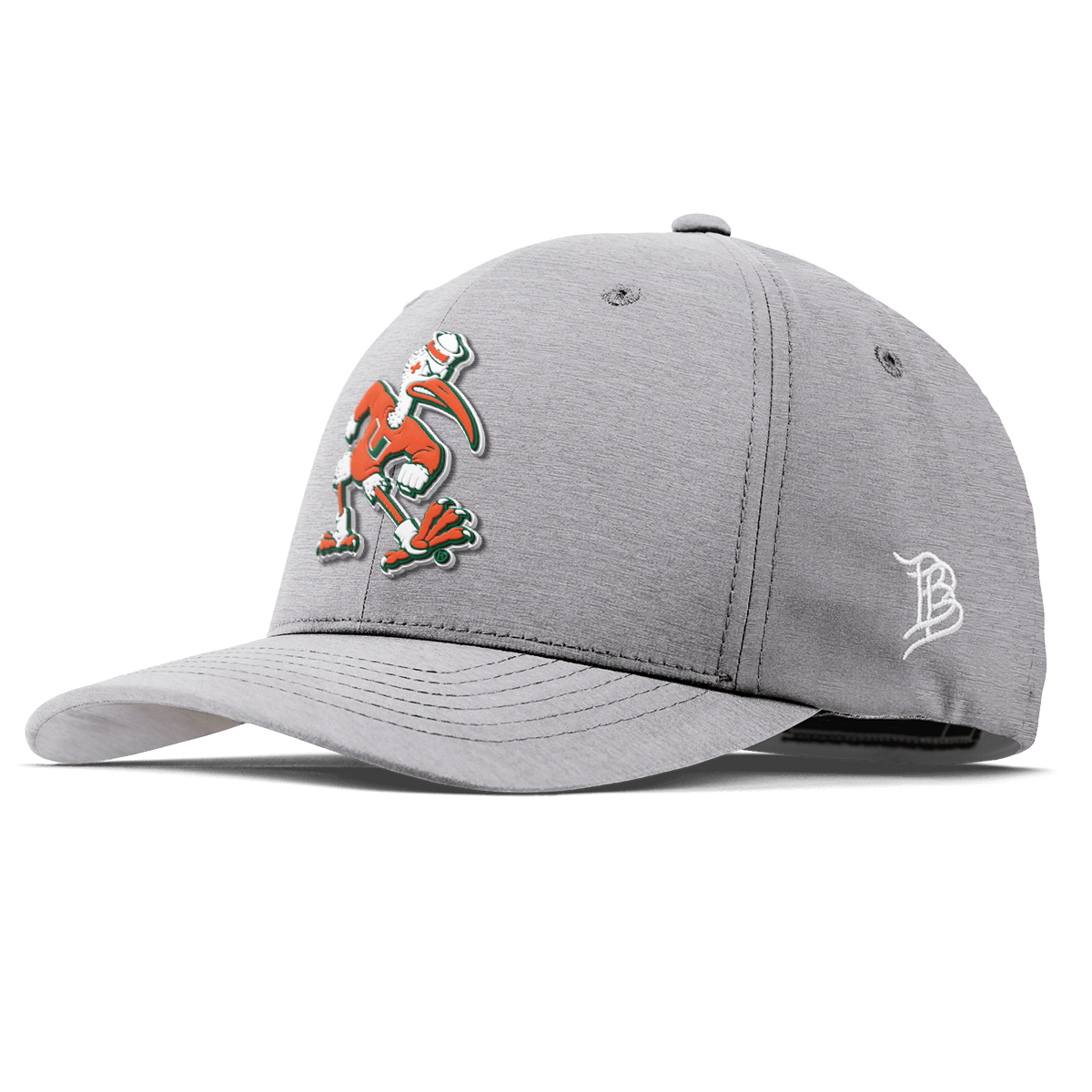 University of Miami "Sebastian the Ibis" Flexfit Performance Fitted Heather Gray