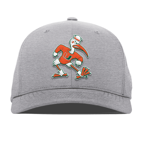 University of Miami "Sebastian the Ibis" Flexfit Performance Fitted Heather Gray