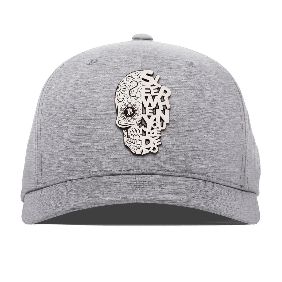 Sleep When You're Dead Skull Flexfit Performance Fitted Heather Gray