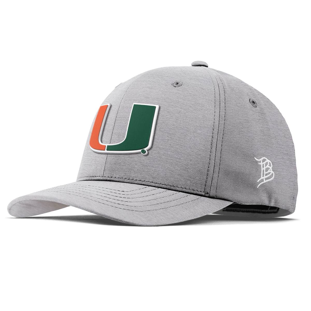University of Miami "Miami Team Logo" Flexfit Performance Fitted Heather Gray