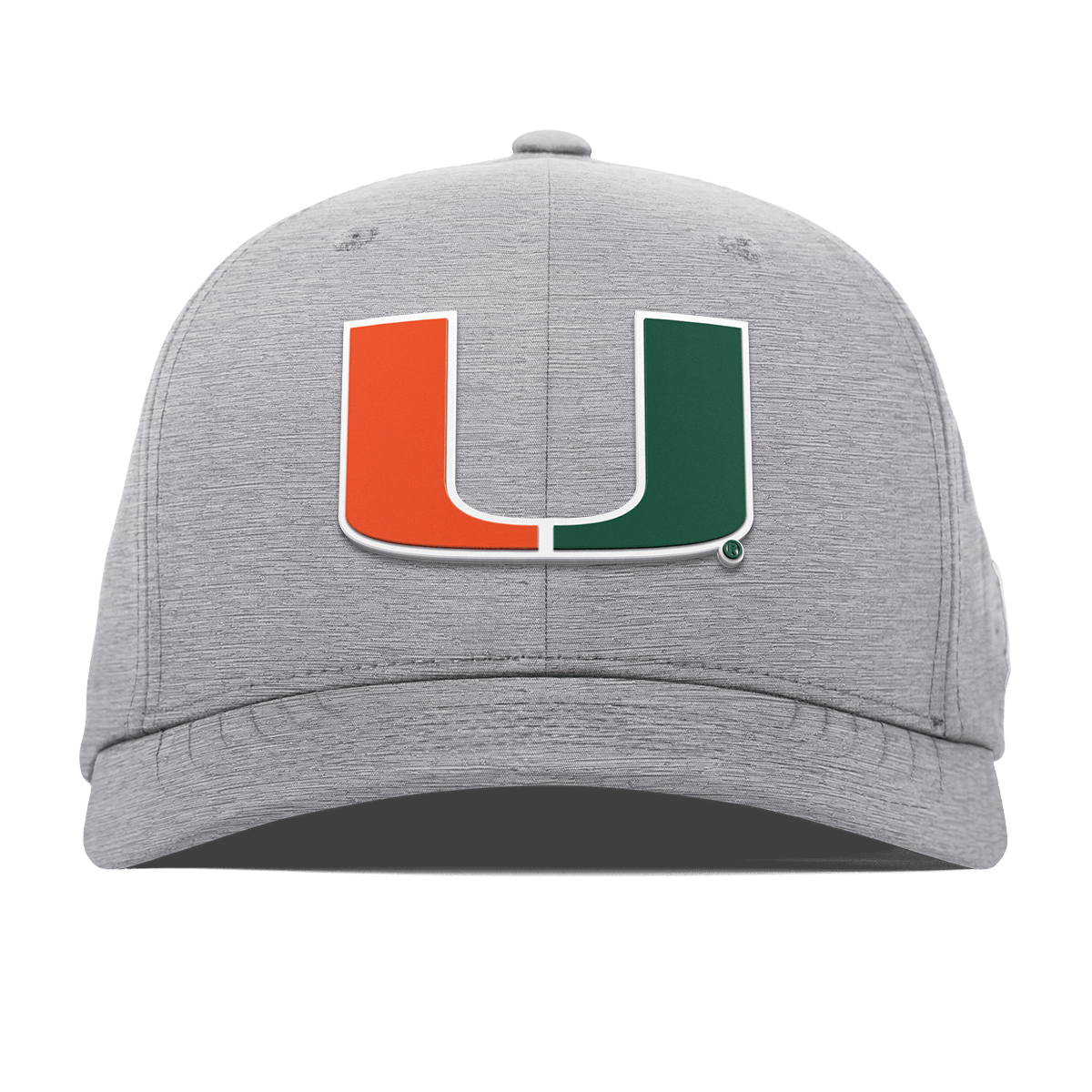 University of Miami "Miami Team Logo" Flexfit Performance Fitted Heather Gray