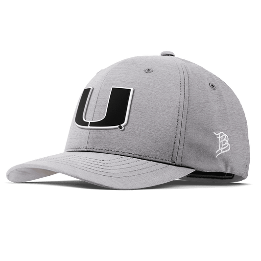 University of Miami "Vintage Miami Team Logo" Flexfit Performance Fitted Heather Gray