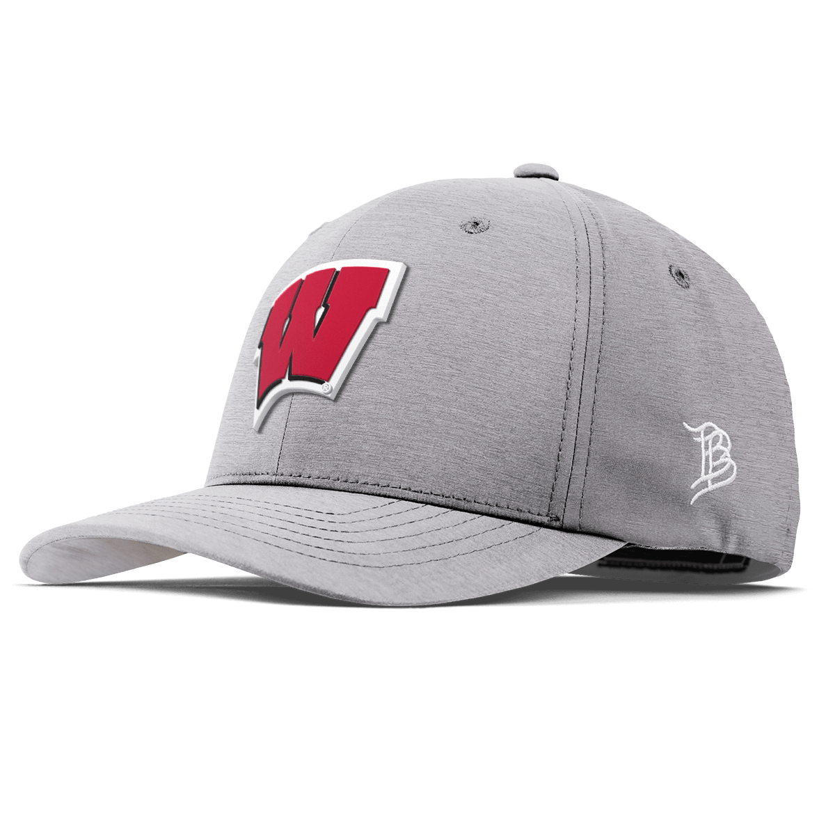 University of Wisconsin "Wisconsin Team Logo" Flexfit Performance Fitted Heather Gray