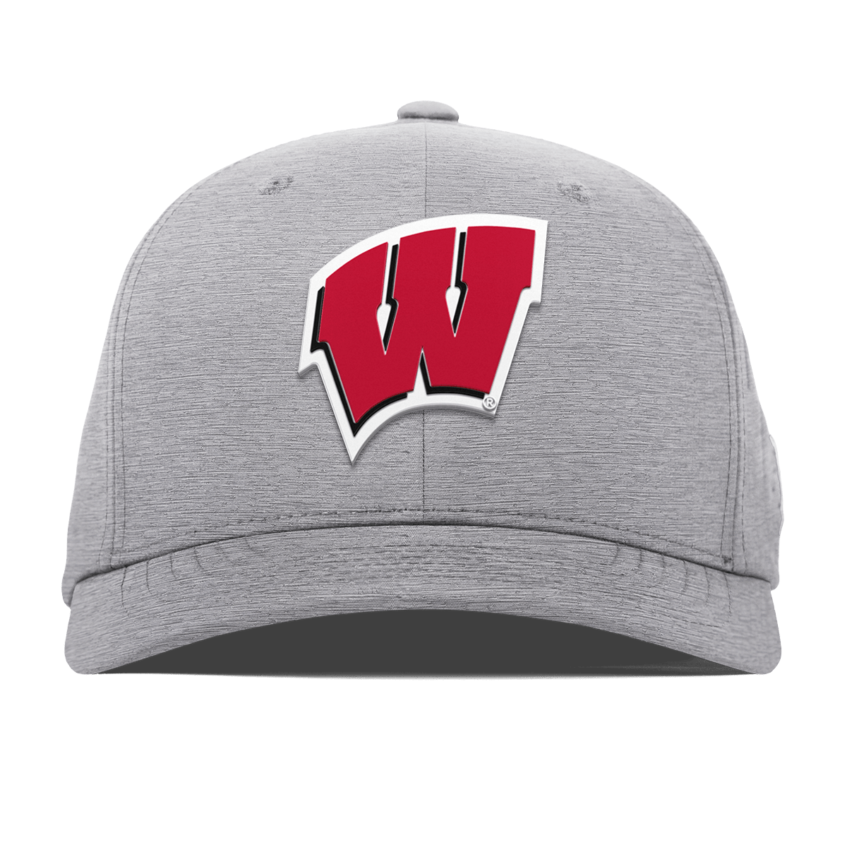 University of Wisconsin "Wisconsin Team Logo" Flexfit Performance Fitted Heather Gray