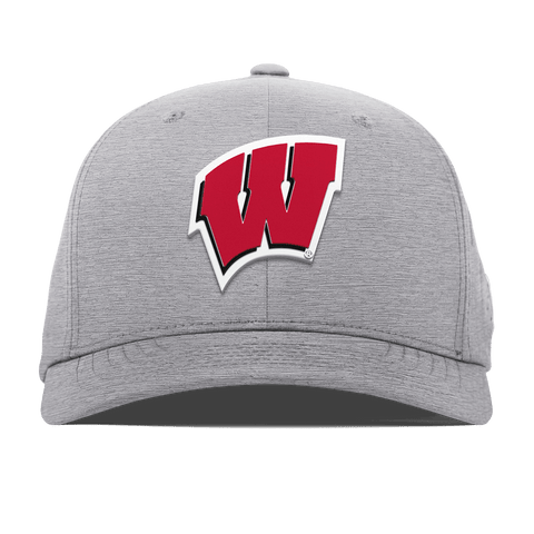 University of Wisconsin "Wisconsin Team Logo" Flexfit Performance Fitted Heather Gray