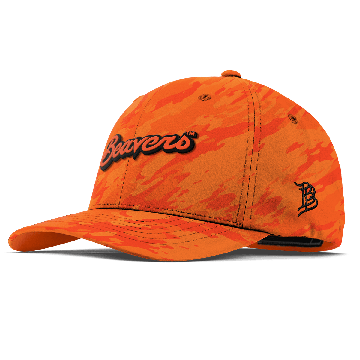 Oregon State University "Beavers Script" Flexfit Performance Fitted Blaze Orange Camo