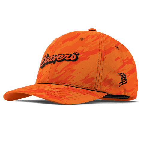 Oregon State University "Beavers Script" Flexfit Performance Fitted Blaze Orange Camo