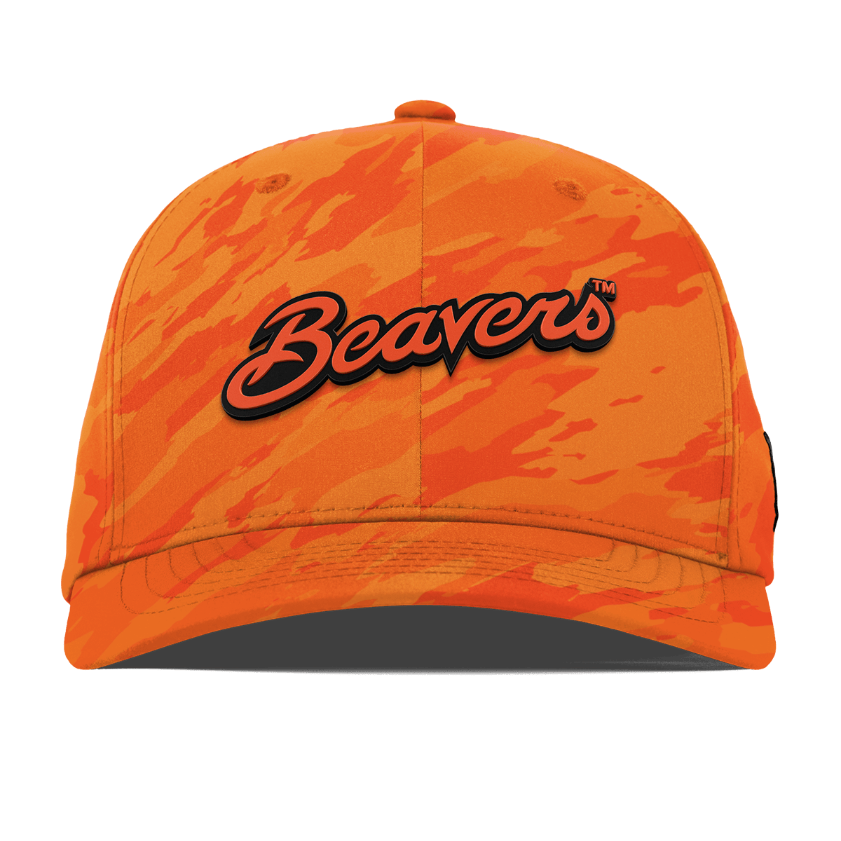 Oregon State University "Beavers Script" Flexfit Performance Fitted Blaze Orange Camo
