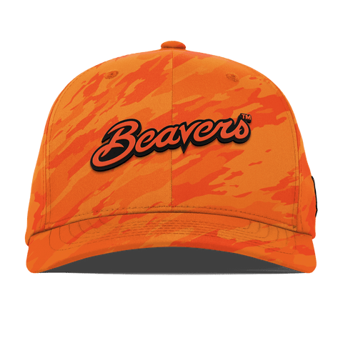 Oregon State University "Beavers Script" Flexfit Performance Fitted Blaze Orange Camo