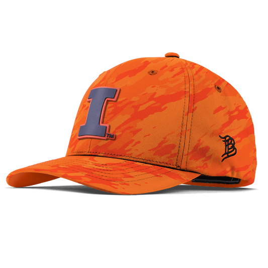 University of Illinois "Fighting Illini Navy" Flexfit Performance Fitted Blaze Orange Camo