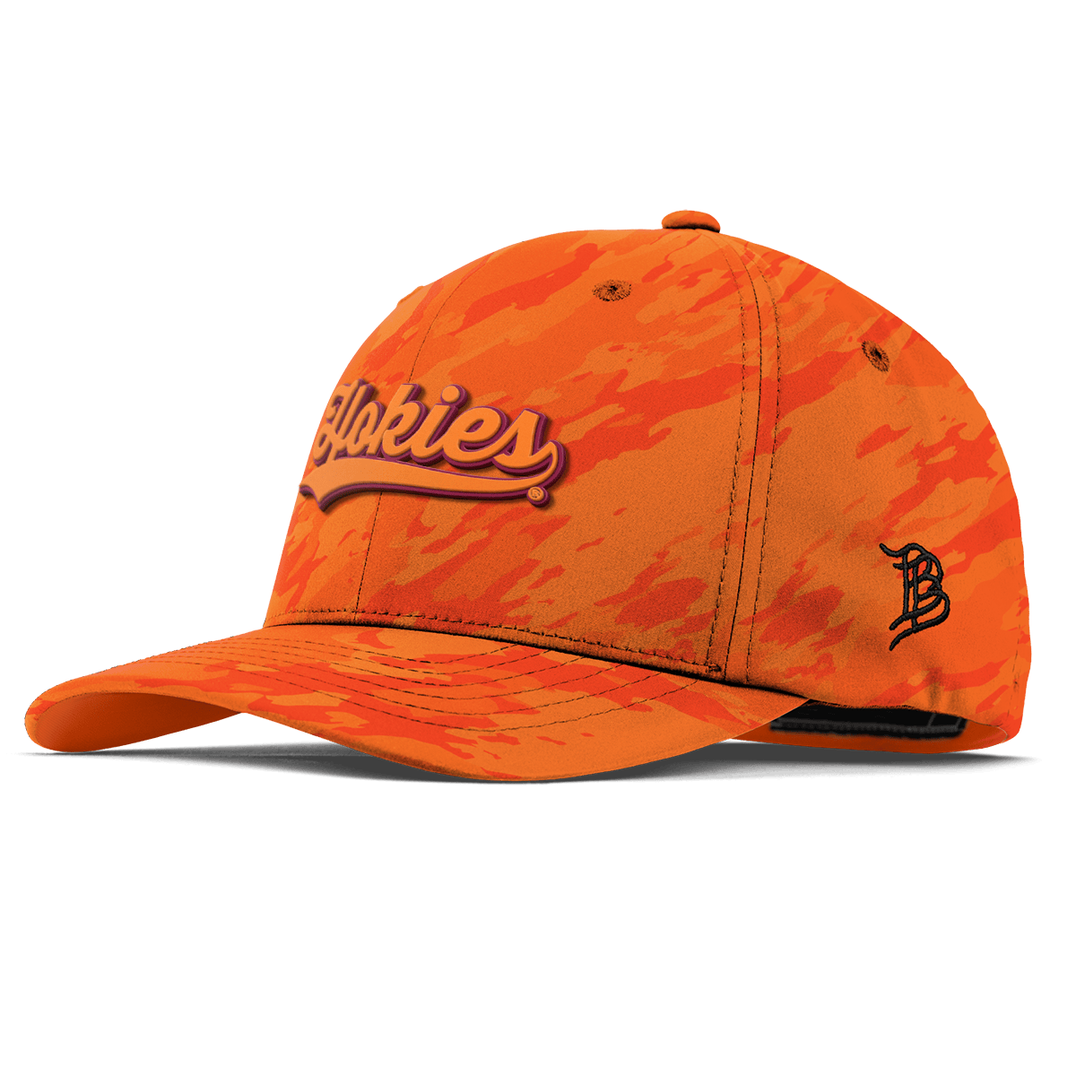 Virginia Tech University "Hokies Script" Flexfit Performance Fitted Blaze Orange Camo