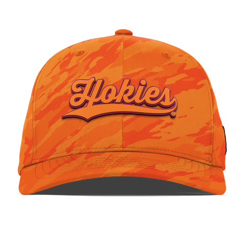 Virginia Tech University "Hokies Script" Flexfit Performance Fitted Blaze Orange Camo