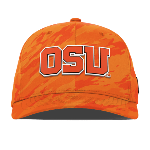 Oregon State University "Oregon State Block" Flexfit Performance Fitted Blaze Orange Camo