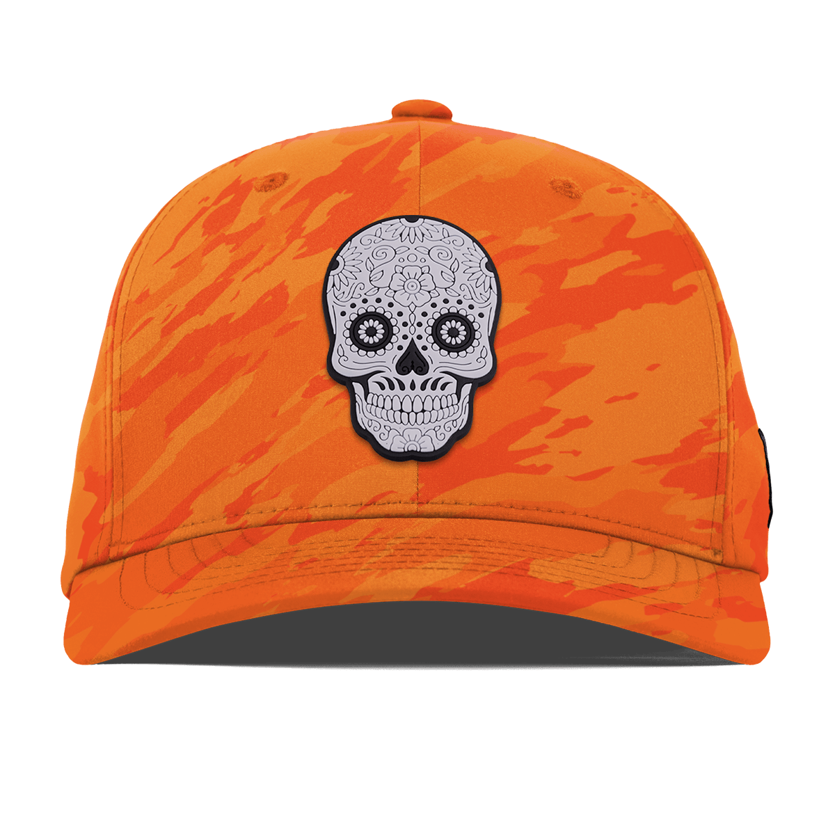 Sugar Skull PVC Flexfit Performance Fitted Blaze Orange Camo
