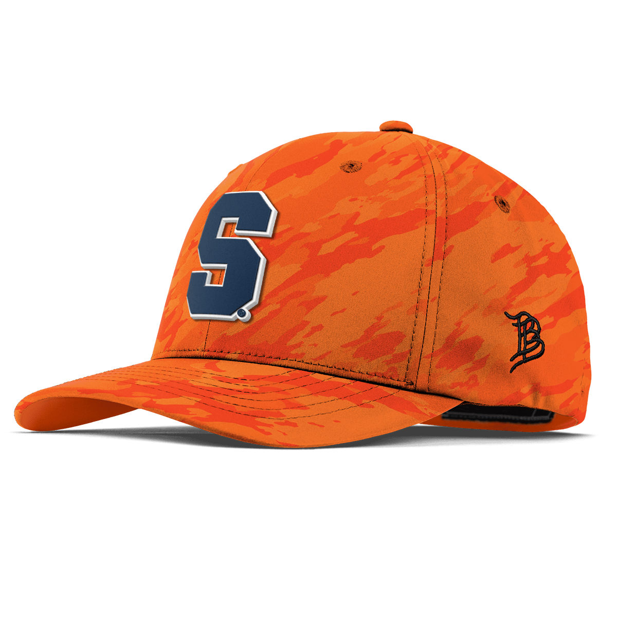 Syracuse University "Syracuse Navy Block" Flexfit Performance Fitted Blaze Orange Camo