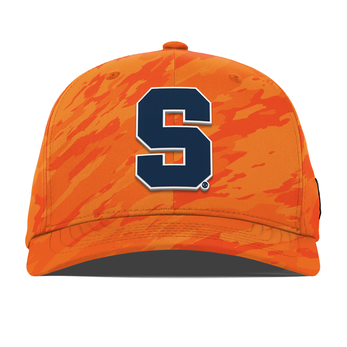 Syracuse University "Syracuse Navy Block" Flexfit Performance Fitted Blaze Orange Camo