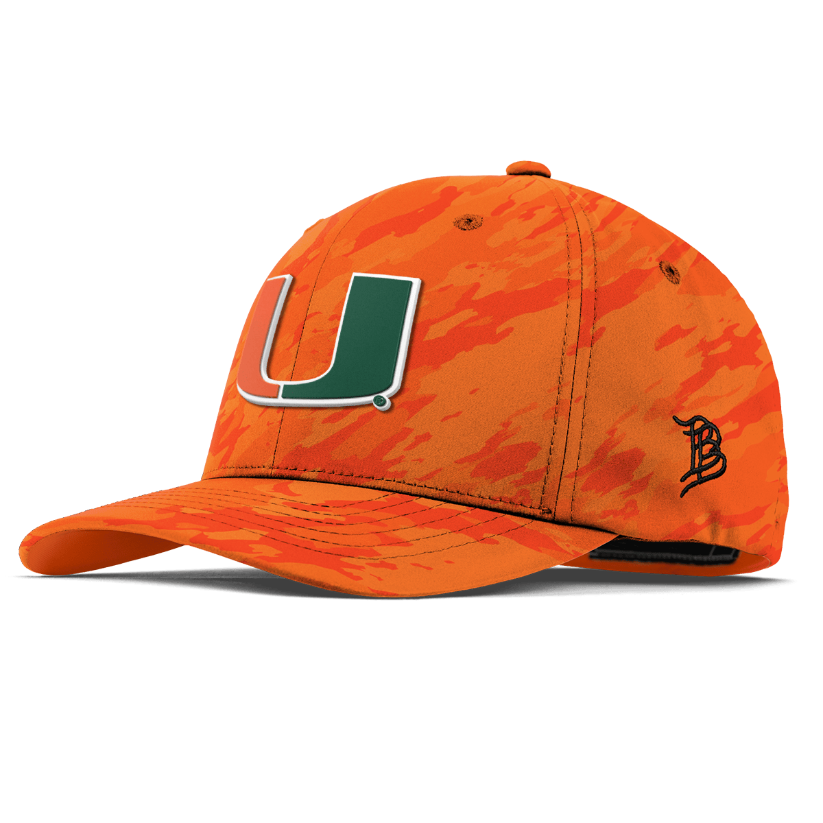 University of Miami "Miami Team Logo" Flexfit Performance Fitted Blaze Orange Camo