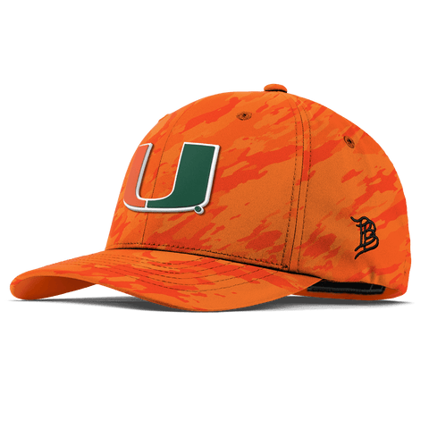 University of Miami "Miami Team Logo" Flexfit Performance Fitted Blaze Orange Camo