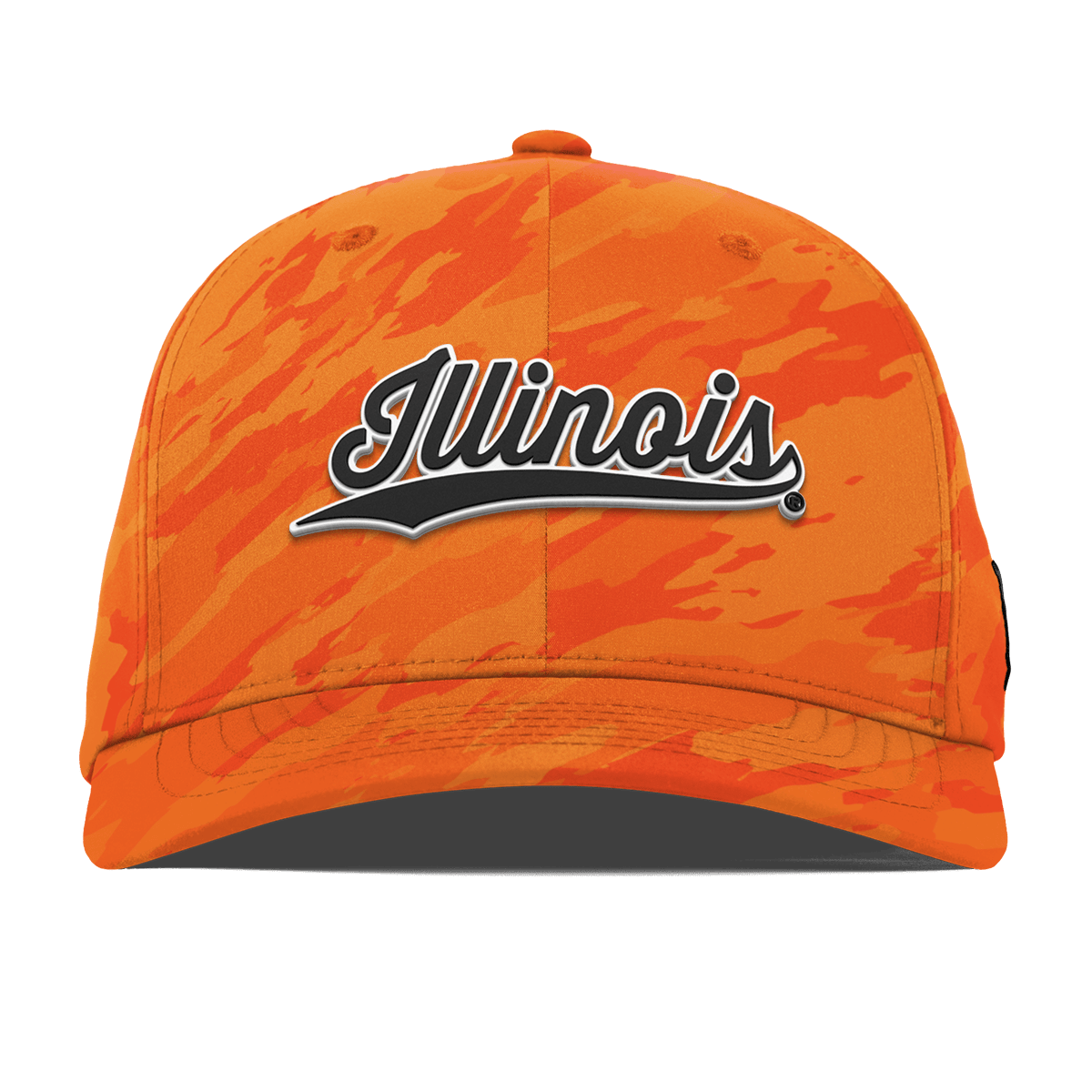 University of Illinois "Vintage Illinois Script" Flexfit Performance Fitted Blaze Orange Camo