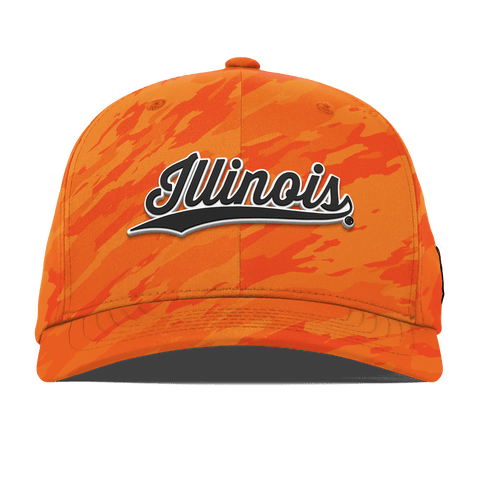 University of Illinois "Vintage Illinois Script" Flexfit Performance Fitted Blaze Orange Camo