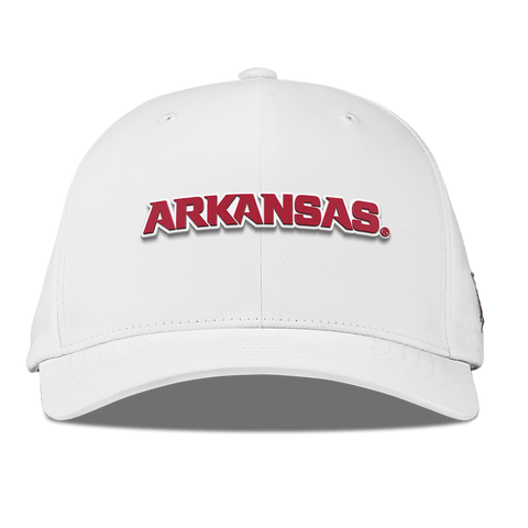 University of Arkansas "Arkansas Block" Flexfit Performance Fitted White