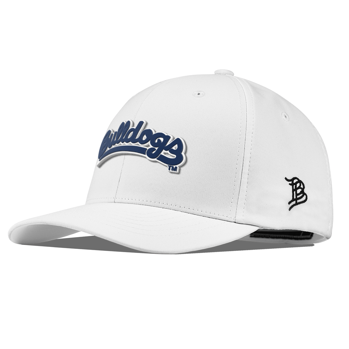Fresno State University "Bulldogs Script Navy" Flexfit Performance Fitted White