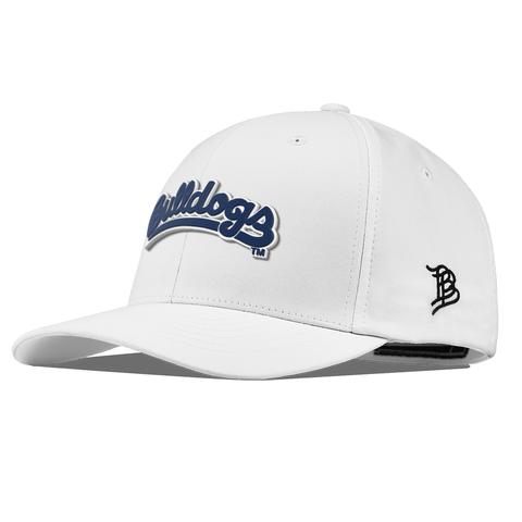 Fresno State University "Bulldogs Script Navy" Flexfit Performance Fitted White