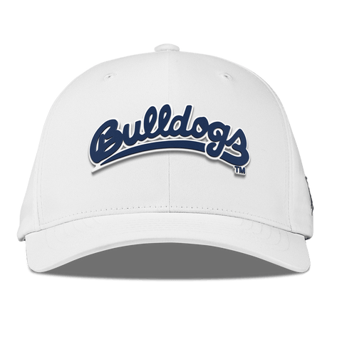 Fresno State University "Bulldogs Script Navy" Flexfit Performance Fitted White