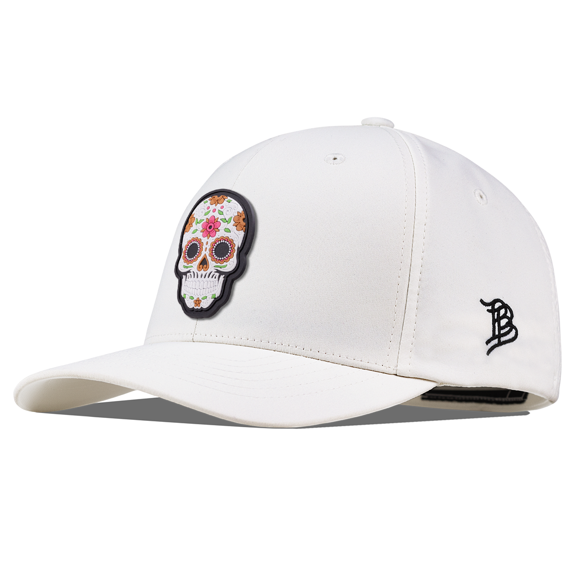 Flower Skull PVC Flexfit Performance Fitted White