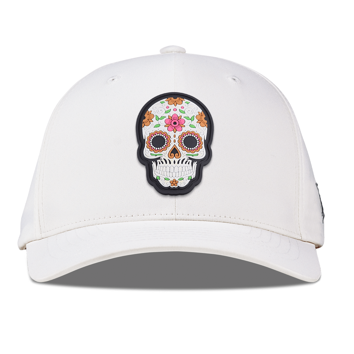 Flower Skull PVC Flexfit Performance Fitted White