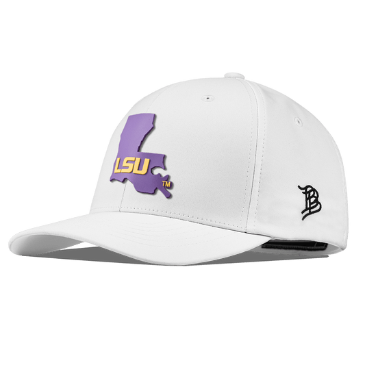 Louisiana State University "LSU Purple State" Flexfit Performance Fitted White