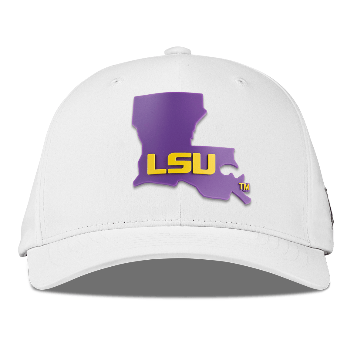 Louisiana State University "LSU Purple State" Flexfit Performance Fitted White