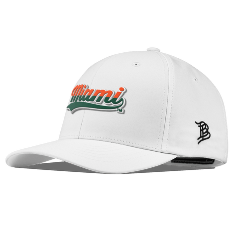 University of Miami "Miami Script" Flexfit Performance Fitted White