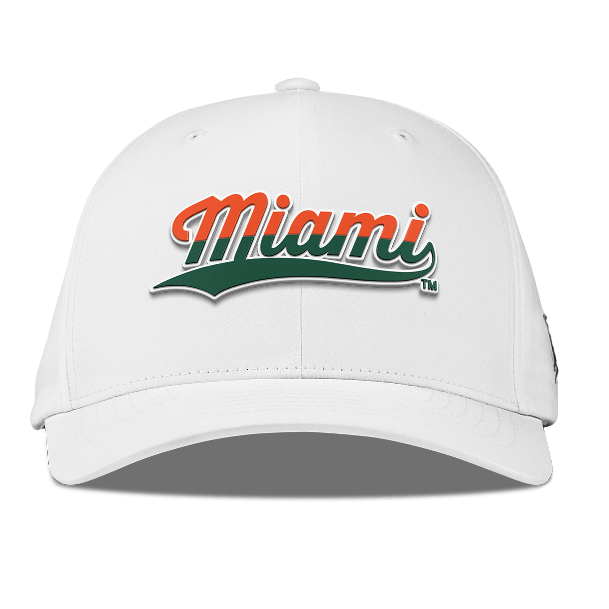 University of Miami "Miami Script" Flexfit Performance Fitted White