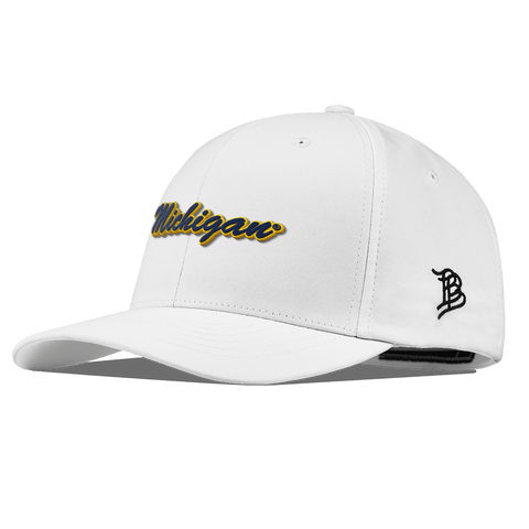University of Michigan "Michigan Script" Flexfit Performance Fitted White