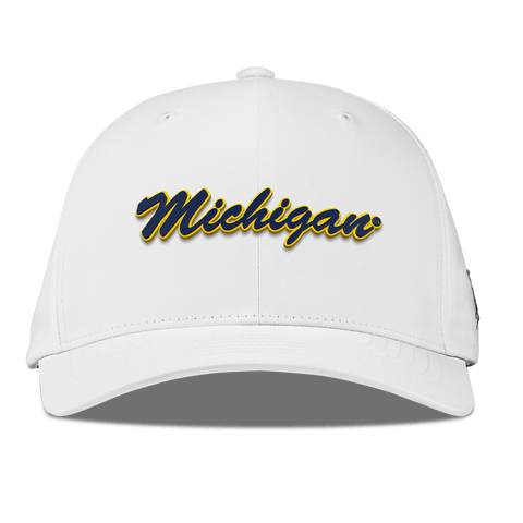 University of Michigan "Michigan Script" Flexfit Performance Fitted White