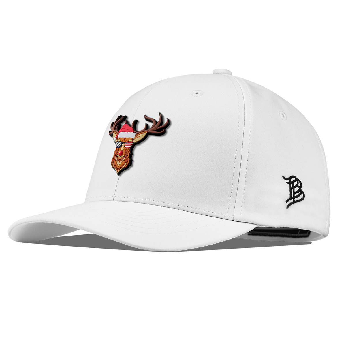 Party Reindeer Flexfit Performance Fitted White