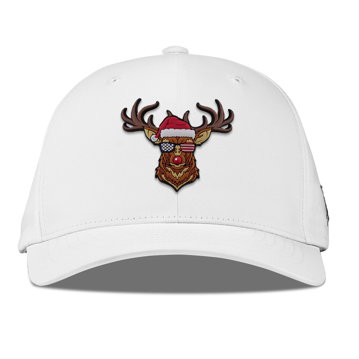 Party Reindeer Flexfit Performance Fitted White