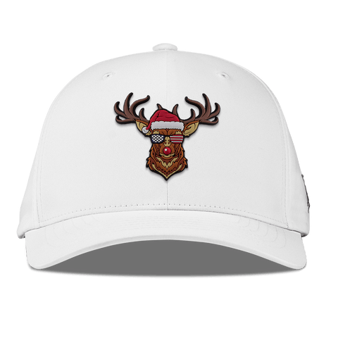 Party Reindeer Flexfit Performance Fitted White