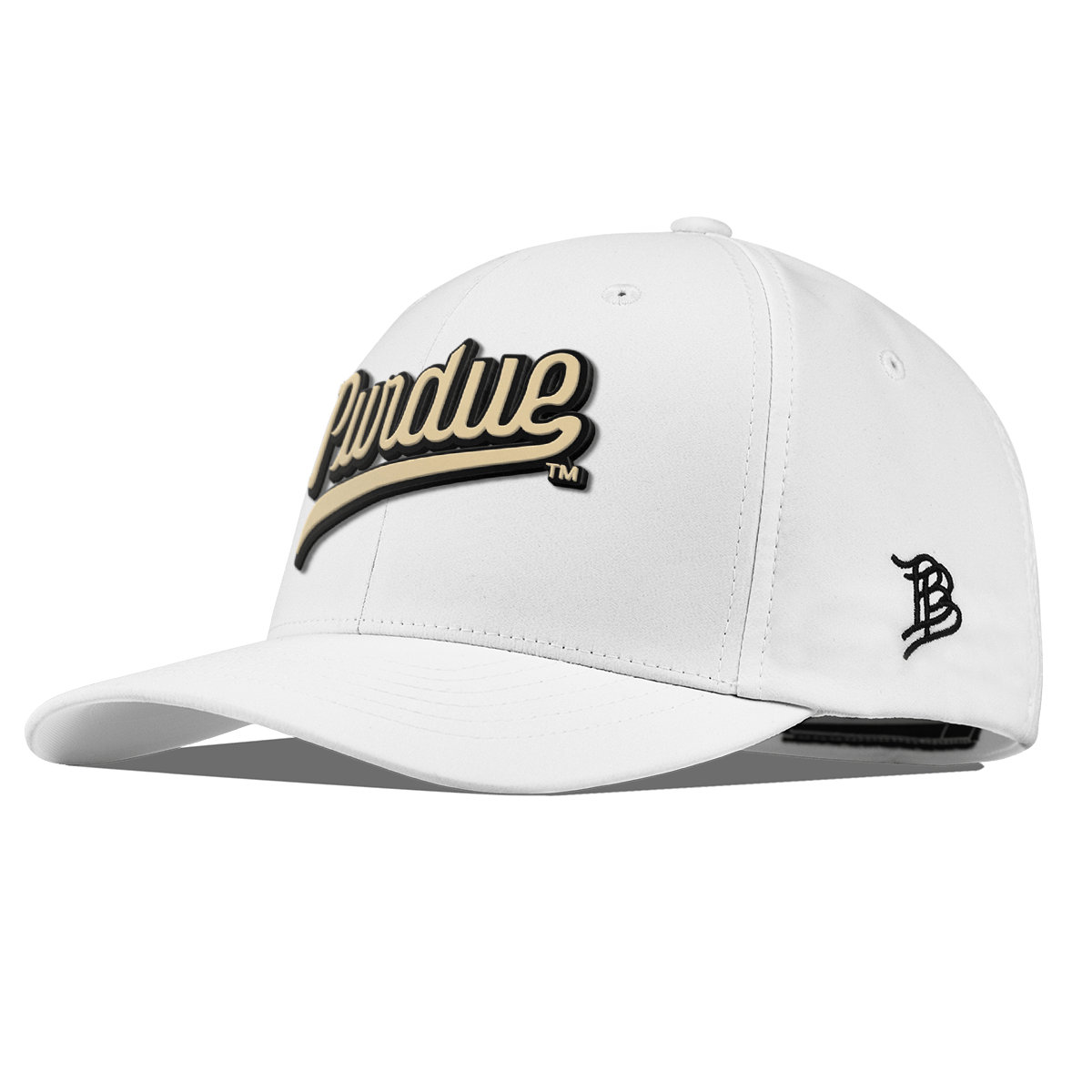 Purdue University "Purdue Script Gold" Flexfit Performance Fitted White