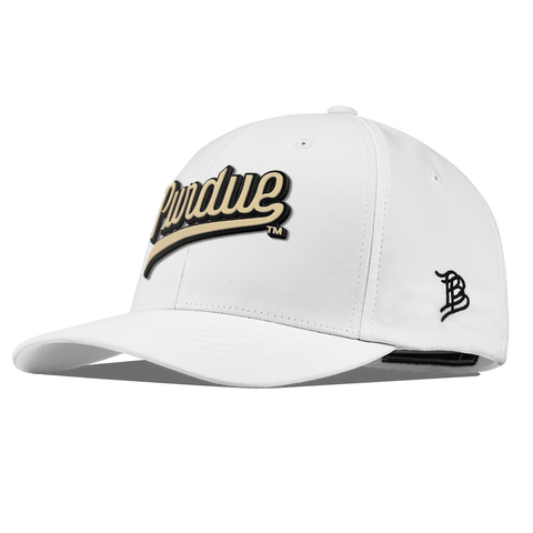 Purdue University "Purdue Script Gold" Flexfit Performance Fitted White