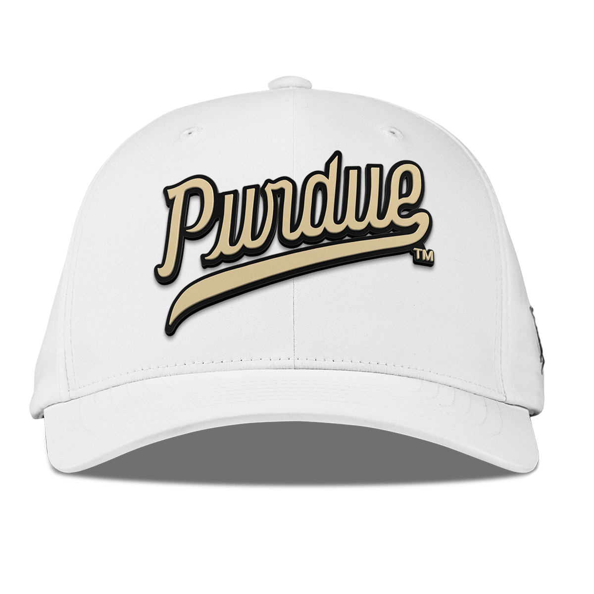 Purdue University "Purdue Script Gold" Flexfit Performance Fitted White