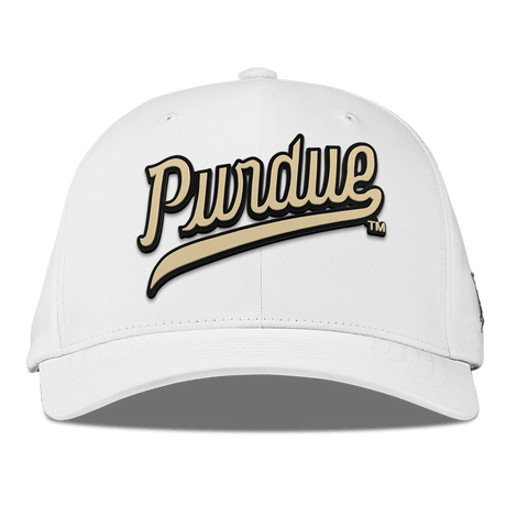 Purdue University "Purdue Script Gold" Flexfit Performance Fitted White